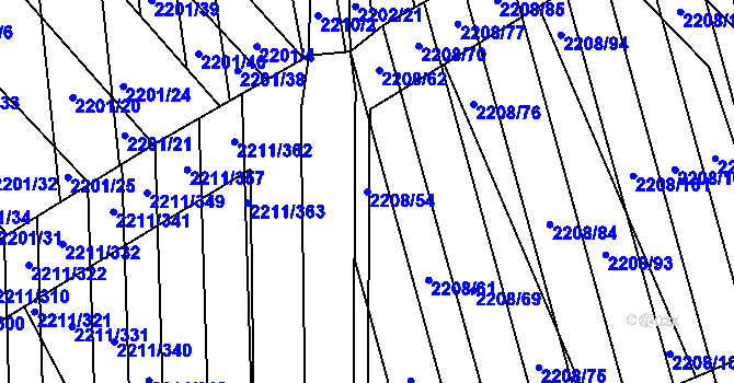 Parcela st. 2208/54 v KÚ Milotice u Kyjova, Katastrální mapa