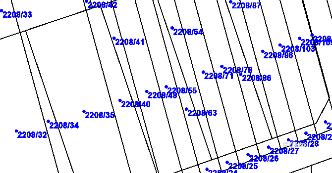 Parcela st. 2208/55 v KÚ Milotice u Kyjova, Katastrální mapa