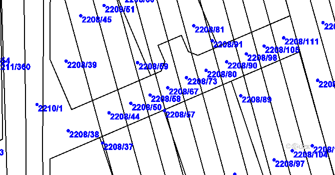 Parcela st. 2208/67 v KÚ Milotice u Kyjova, Katastrální mapa