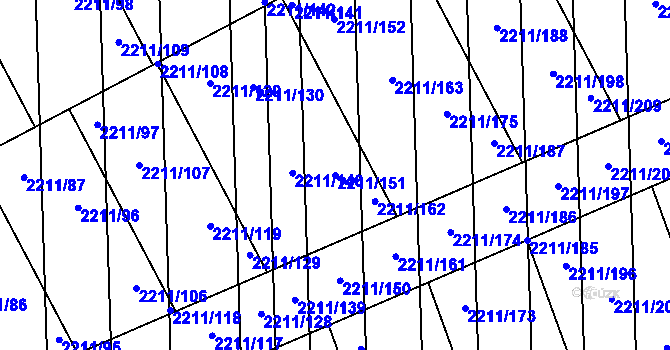 Parcela st. 2211/151 v KÚ Milotice u Kyjova, Katastrální mapa