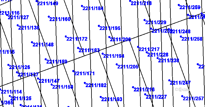 Parcela st. 2211/194 v KÚ Milotice u Kyjova, Katastrální mapa
