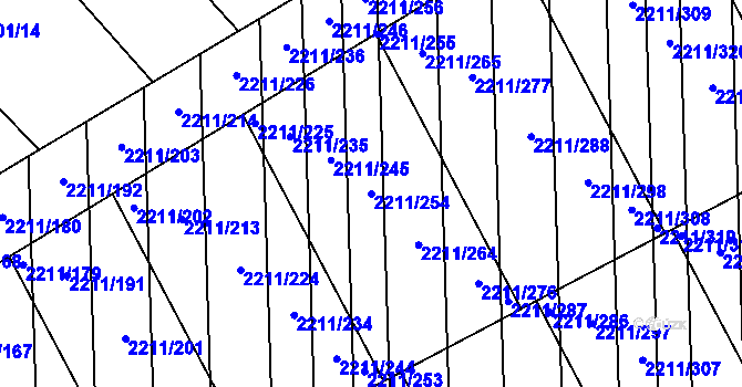 Parcela st. 2211/254 v KÚ Milotice u Kyjova, Katastrální mapa