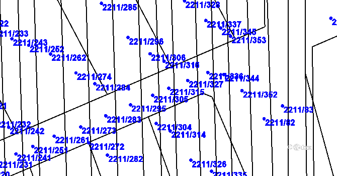 Parcela st. 2211/315 v KÚ Milotice u Kyjova, Katastrální mapa