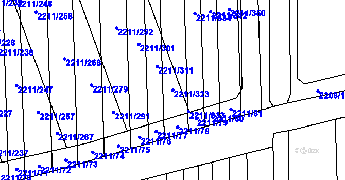 Parcela st. 2211/323 v KÚ Milotice u Kyjova, Katastrální mapa