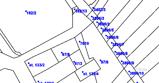 Parcela st. 7819 v KÚ Milotice u Kyjova, Katastrální mapa