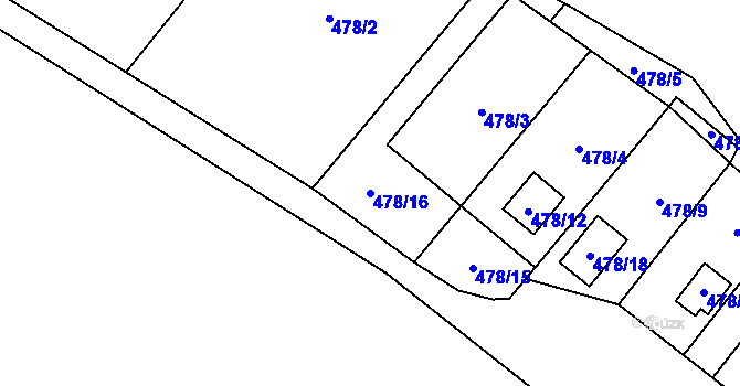 Parcela st. 478/16 v KÚ Milotice nad Bečvou, Katastrální mapa