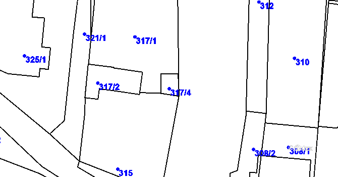 Parcela st. 317/4 v KÚ Milotice nad Bečvou, Katastrální mapa