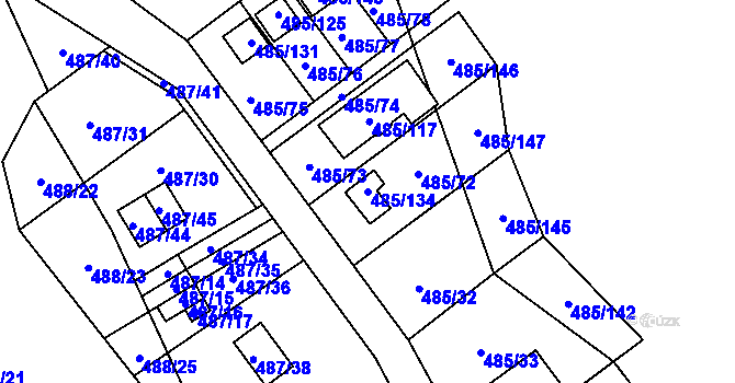 Parcela st. 485/134 v KÚ Milotice nad Bečvou, Katastrální mapa