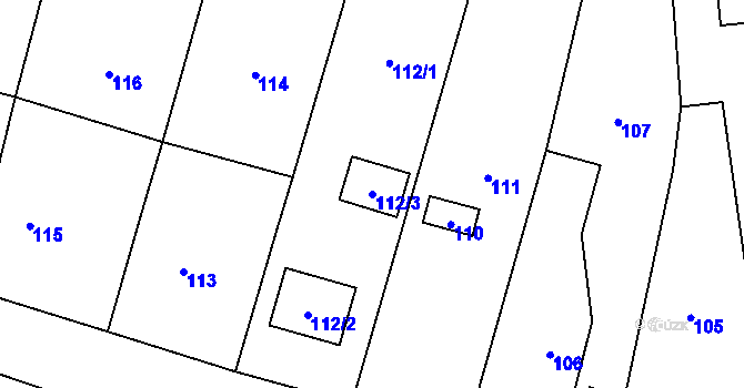 Parcela st. 112/3 v KÚ Milotice nad Bečvou, Katastrální mapa