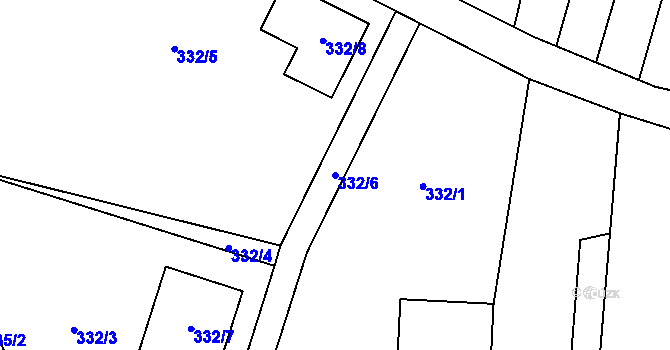 Parcela st. 332/6 v KÚ Milotice nad Bečvou, Katastrální mapa