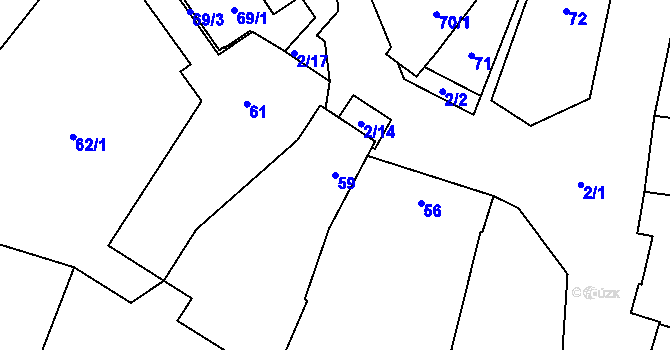 Parcela st. 59 v KÚ Milotice nad Bečvou, Katastrální mapa