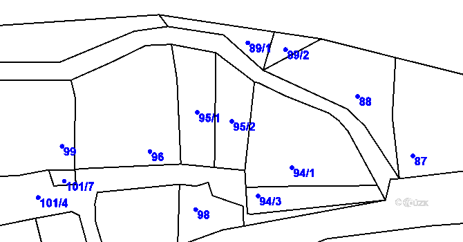 Parcela st. 95/2 v KÚ Milotice nad Bečvou, Katastrální mapa
