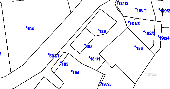 Parcela st. 188 v KÚ Milotice nad Bečvou, Katastrální mapa