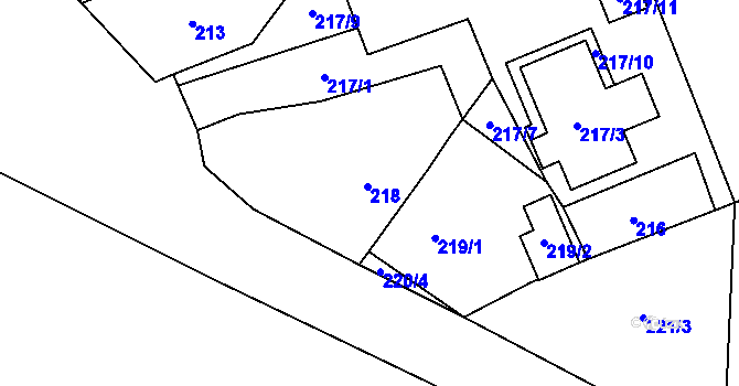 Parcela st. 218 v KÚ Milotice nad Bečvou, Katastrální mapa