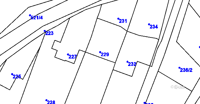 Parcela st. 229 v KÚ Milotice nad Bečvou, Katastrální mapa