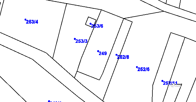 Parcela st. 249 v KÚ Milotice nad Bečvou, Katastrální mapa