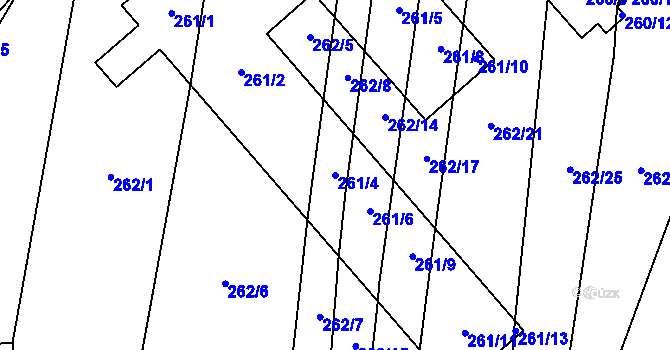 Parcela st. 261/4 v KÚ Milotice nad Bečvou, Katastrální mapa