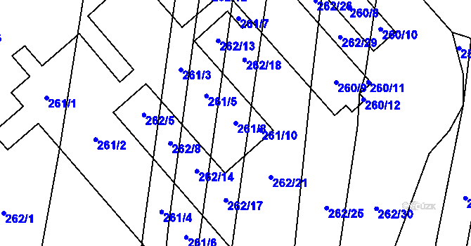 Parcela st. 261/8 v KÚ Milotice nad Bečvou, Katastrální mapa