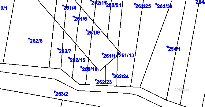 Parcela st. 261/11 v KÚ Milotice nad Bečvou, Katastrální mapa