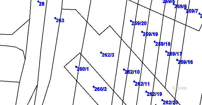 Parcela st. 262/3 v KÚ Milotice nad Bečvou, Katastrální mapa