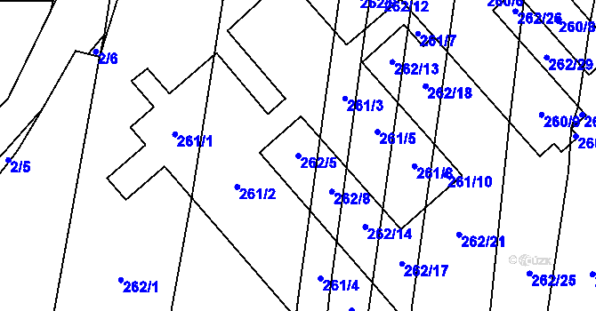 Parcela st. 262/5 v KÚ Milotice nad Bečvou, Katastrální mapa