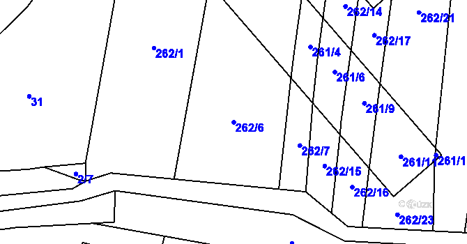 Parcela st. 262/6 v KÚ Milotice nad Bečvou, Katastrální mapa
