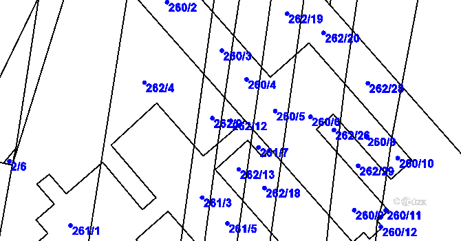 Parcela st. 262/12 v KÚ Milotice nad Bečvou, Katastrální mapa