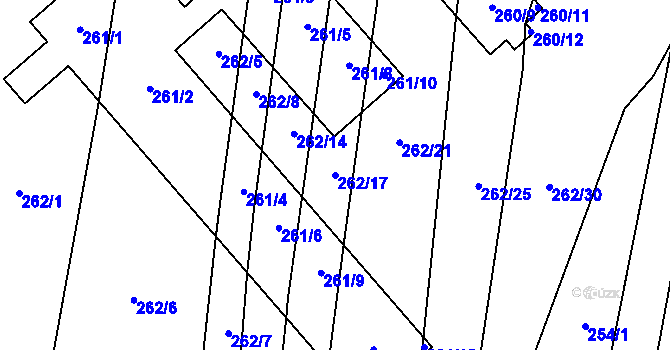 Parcela st. 262/17 v KÚ Milotice nad Bečvou, Katastrální mapa