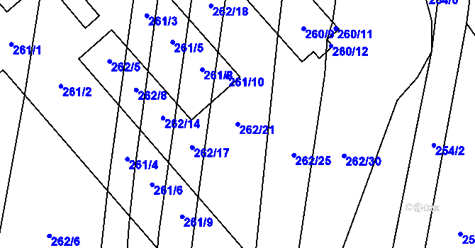 Parcela st. 262/21 v KÚ Milotice nad Bečvou, Katastrální mapa