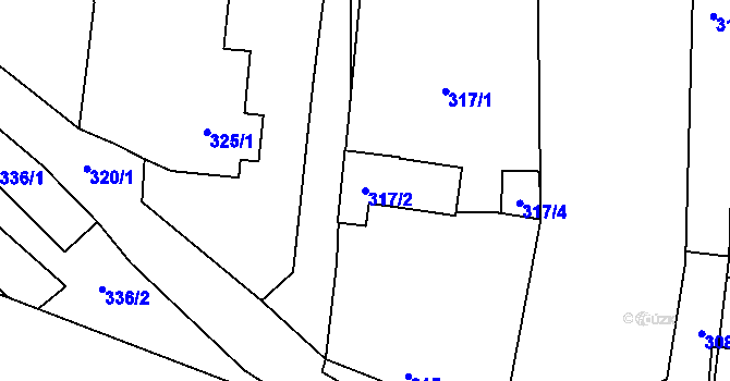 Parcela st. 317/2 v KÚ Milotice nad Bečvou, Katastrální mapa