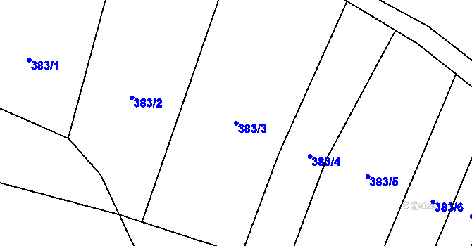 Parcela st. 383/3 v KÚ Milotice nad Bečvou, Katastrální mapa