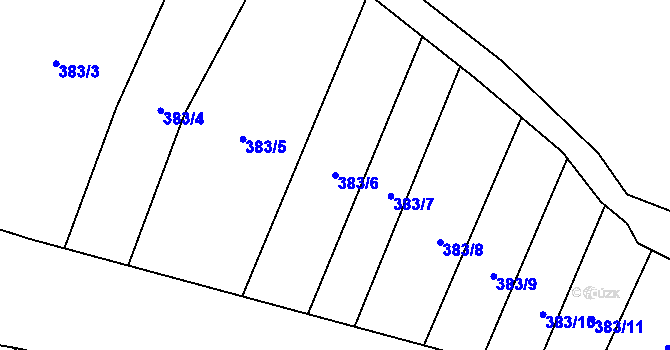 Parcela st. 383/6 v KÚ Milotice nad Bečvou, Katastrální mapa