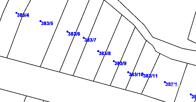 Parcela st. 383/8 v KÚ Milotice nad Bečvou, Katastrální mapa