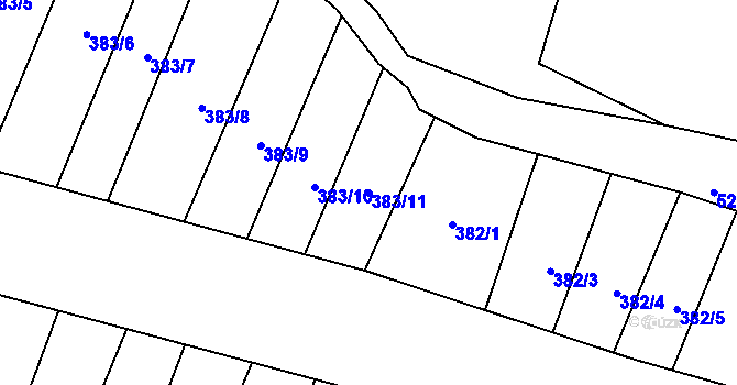 Parcela st. 383/11 v KÚ Milotice nad Bečvou, Katastrální mapa