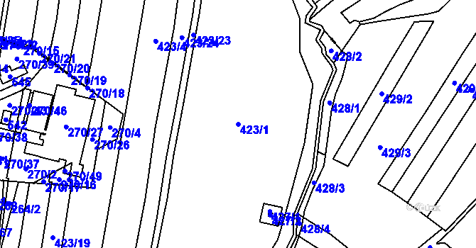 Parcela st. 423/1 v KÚ Milotice nad Bečvou, Katastrální mapa