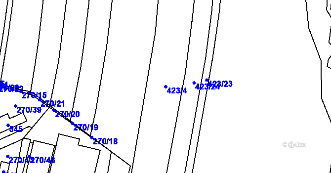Parcela st. 423/4 v KÚ Milotice nad Bečvou, Katastrální mapa