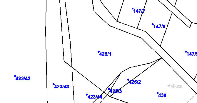 Parcela st. 425/1 v KÚ Milotice nad Bečvou, Katastrální mapa