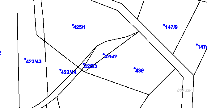 Parcela st. 425/2 v KÚ Milotice nad Bečvou, Katastrální mapa