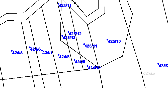 Parcela st. 425/11 v KÚ Milotice nad Bečvou, Katastrální mapa