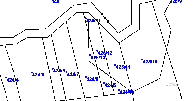 Parcela st. 425/12 v KÚ Milotice nad Bečvou, Katastrální mapa
