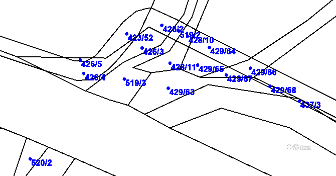 Parcela st. 429/63 v KÚ Milotice nad Bečvou, Katastrální mapa