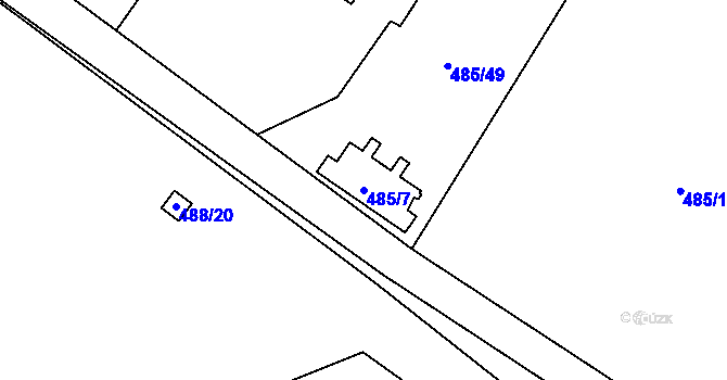 Parcela st. 485/7 v KÚ Milotice nad Bečvou, Katastrální mapa