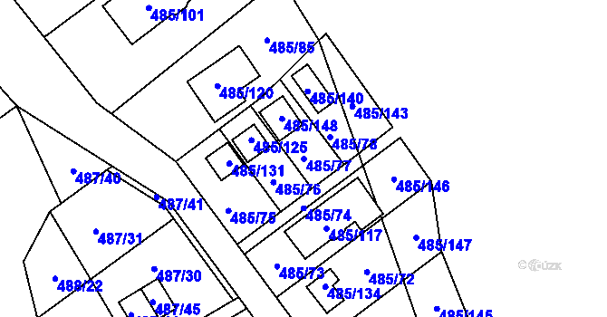 Parcela st. 485/77 v KÚ Milotice nad Bečvou, Katastrální mapa