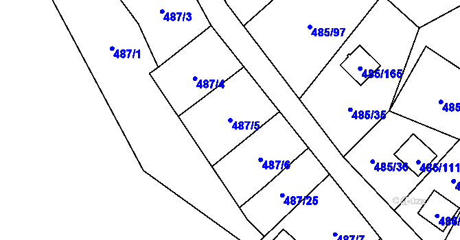 Parcela st. 487/5 v KÚ Milotice nad Bečvou, Katastrální mapa