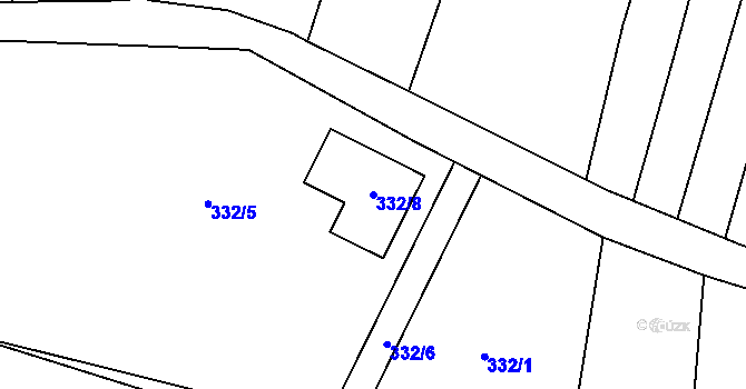 Parcela st. 332/8 v KÚ Milotice nad Bečvou, Katastrální mapa