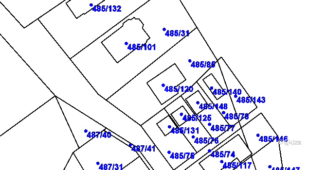 Parcela st. 485/120 v KÚ Milotice nad Bečvou, Katastrální mapa