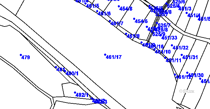 Parcela st. 461/17 v KÚ Milotice nad Bečvou, Katastrální mapa
