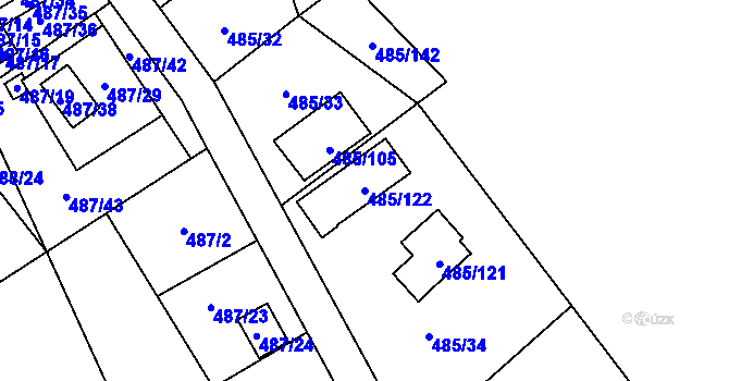 Parcela st. 485/122 v KÚ Milotice nad Bečvou, Katastrální mapa