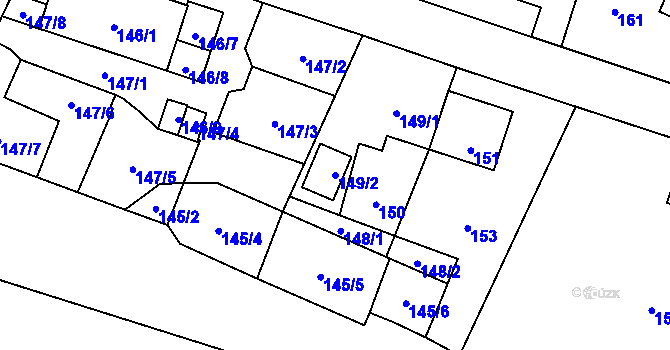 Parcela st. 149/2 v KÚ Milotice nad Bečvou, Katastrální mapa