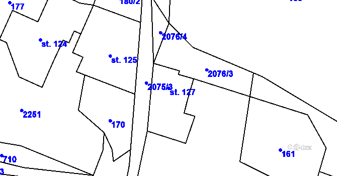 Parcela st. 127 v KÚ Jelení u Bruntálu, Katastrální mapa